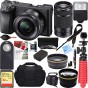 Mirrorless Camera Zoom Dual Lens Kit (Black) + 32GB Accessory Bundle + DSLR Photo Bag + Extra Battery+Wide Angle Lens+2X Telephoto Lens+Flash+Remote+Tripod