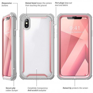 iPhone XS Max Case,   Full-Body Rugged Clear Bumper Case with Built-in Screen Protector for iPhone XS Max 6.5 Inch (2018 Release) (Pink)